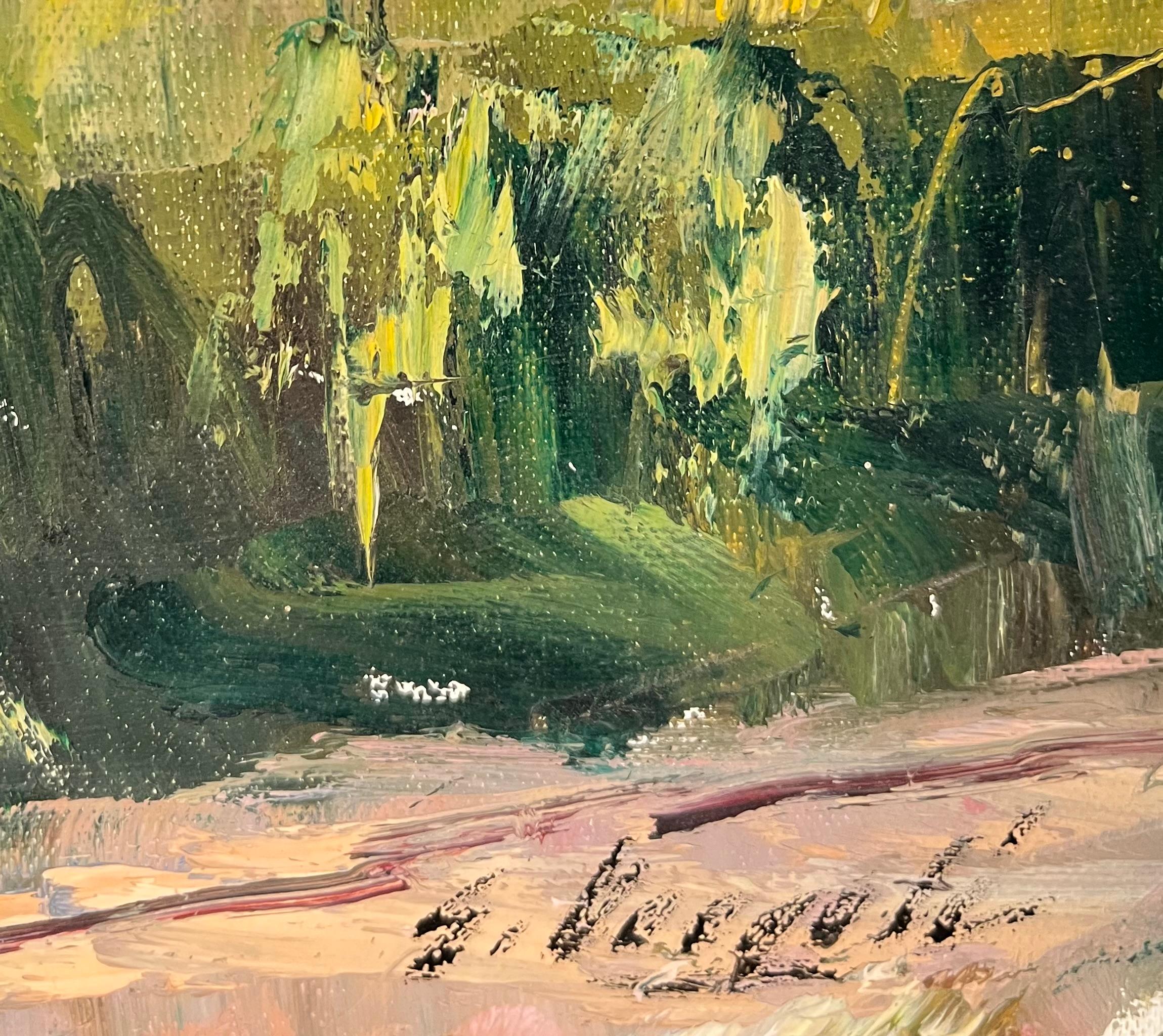 Belmont in controluce di Ernest Voegeli - Olio su tela 46x55 cm in vendita 1