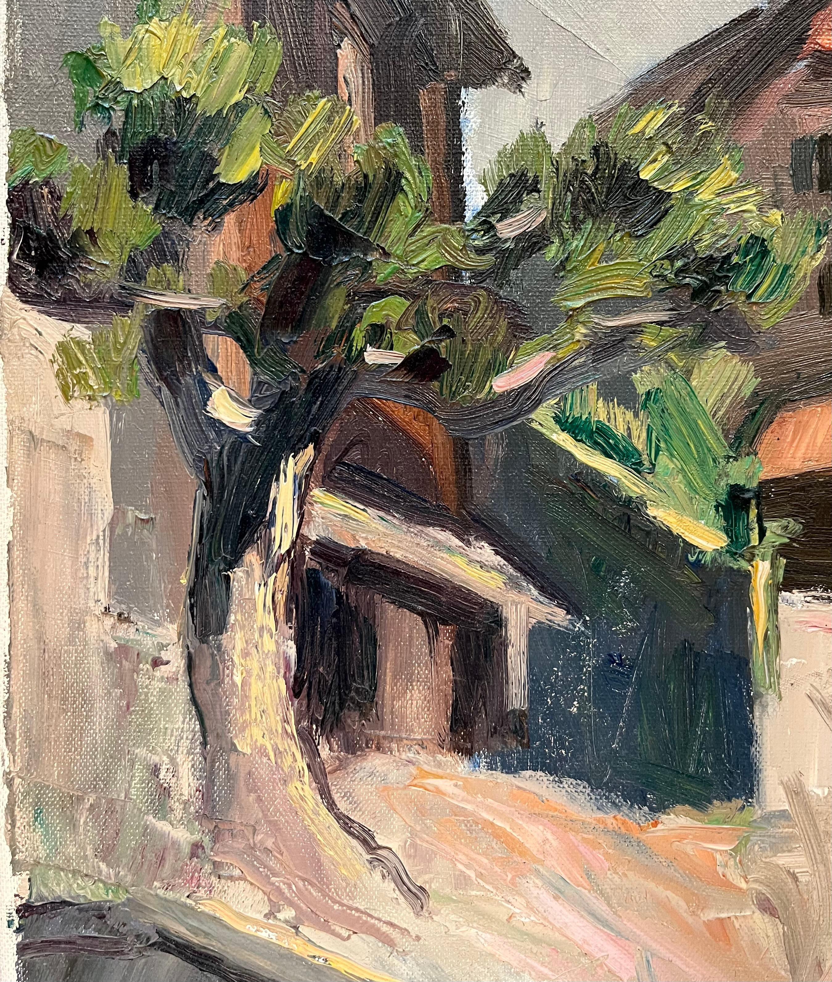 Belmont in controluce di Ernest Voegeli - Olio su tela 46x55 cm in vendita 2