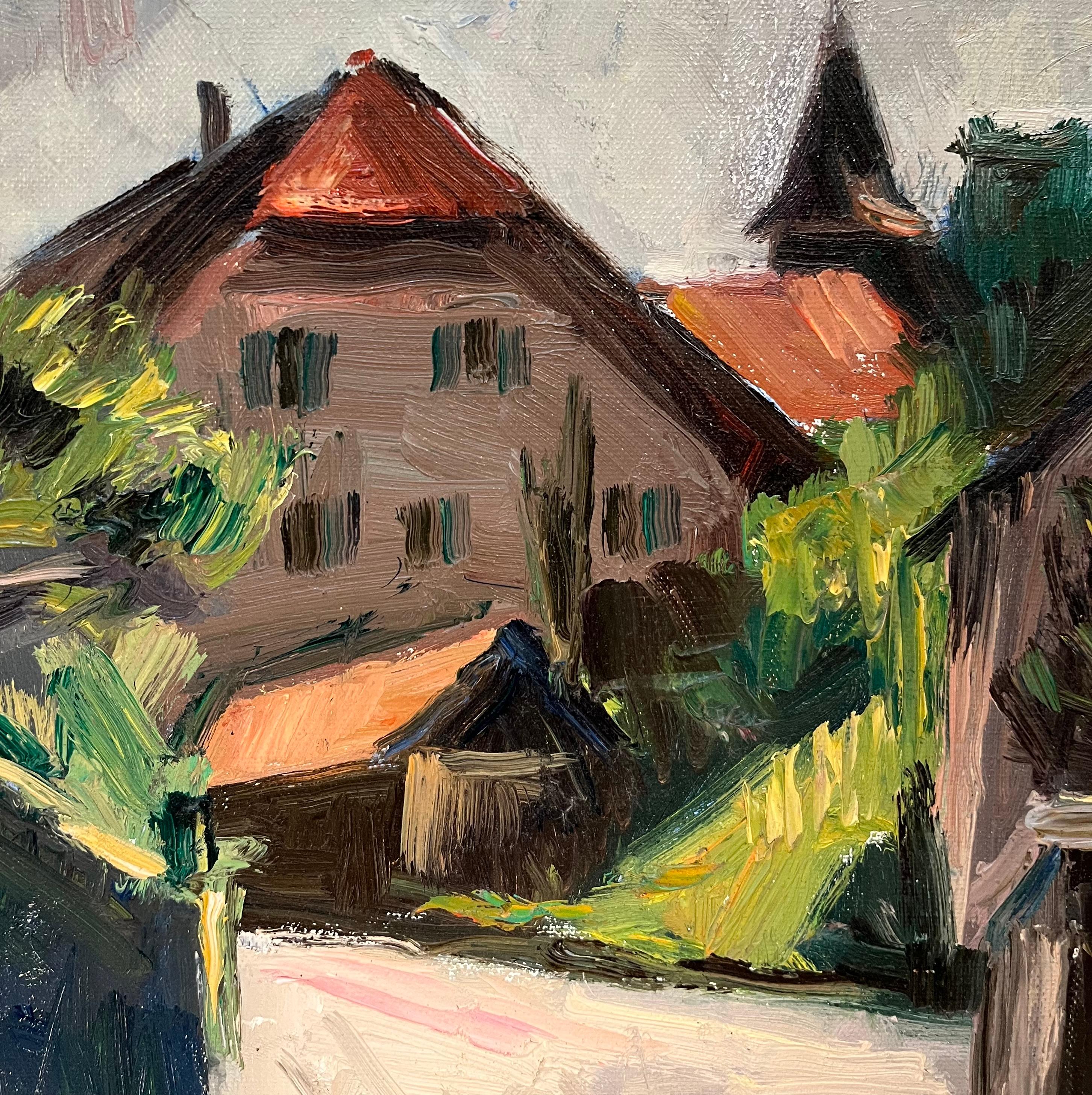 Belmont in controluce di Ernest Voegeli - Olio su tela 46x55 cm in vendita 4