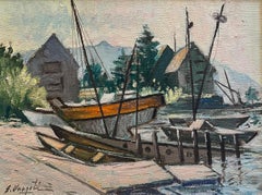 Backlight at Clarins Port by Ernest Voegeli - Oil on Canvas 33x43 cm