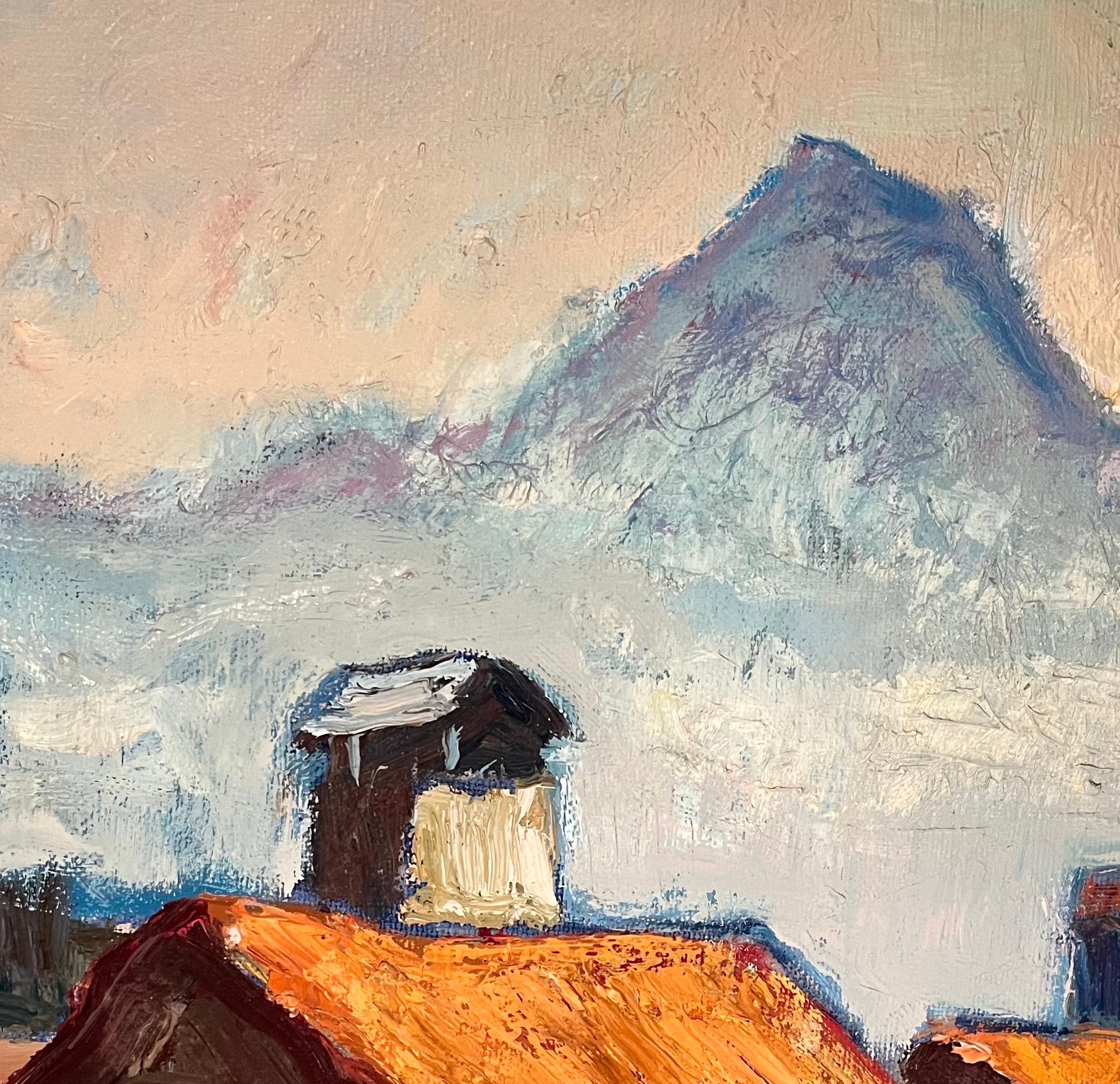 Gegenlicht bei Huémoz von Ernest Voegeli - Öl auf Leinwand 46x55 cm im Angebot 4