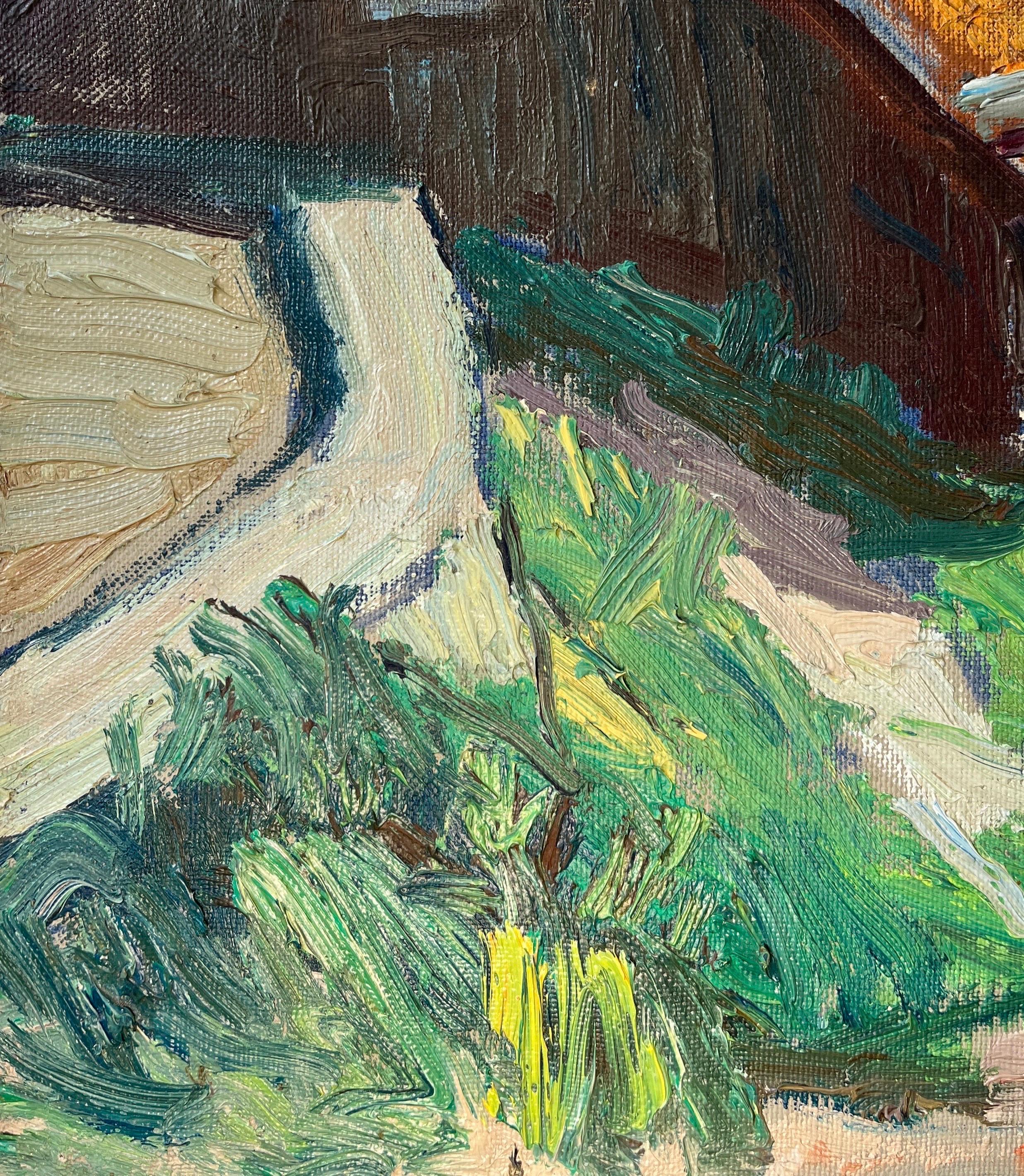 Gegenlicht bei Huémoz von Ernest Voegeli - Öl auf Leinwand 46x55 cm im Angebot 6