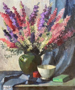 Bouquet of delphiniums by Ernest Voegeli - Oil on canvas 61x74 cm