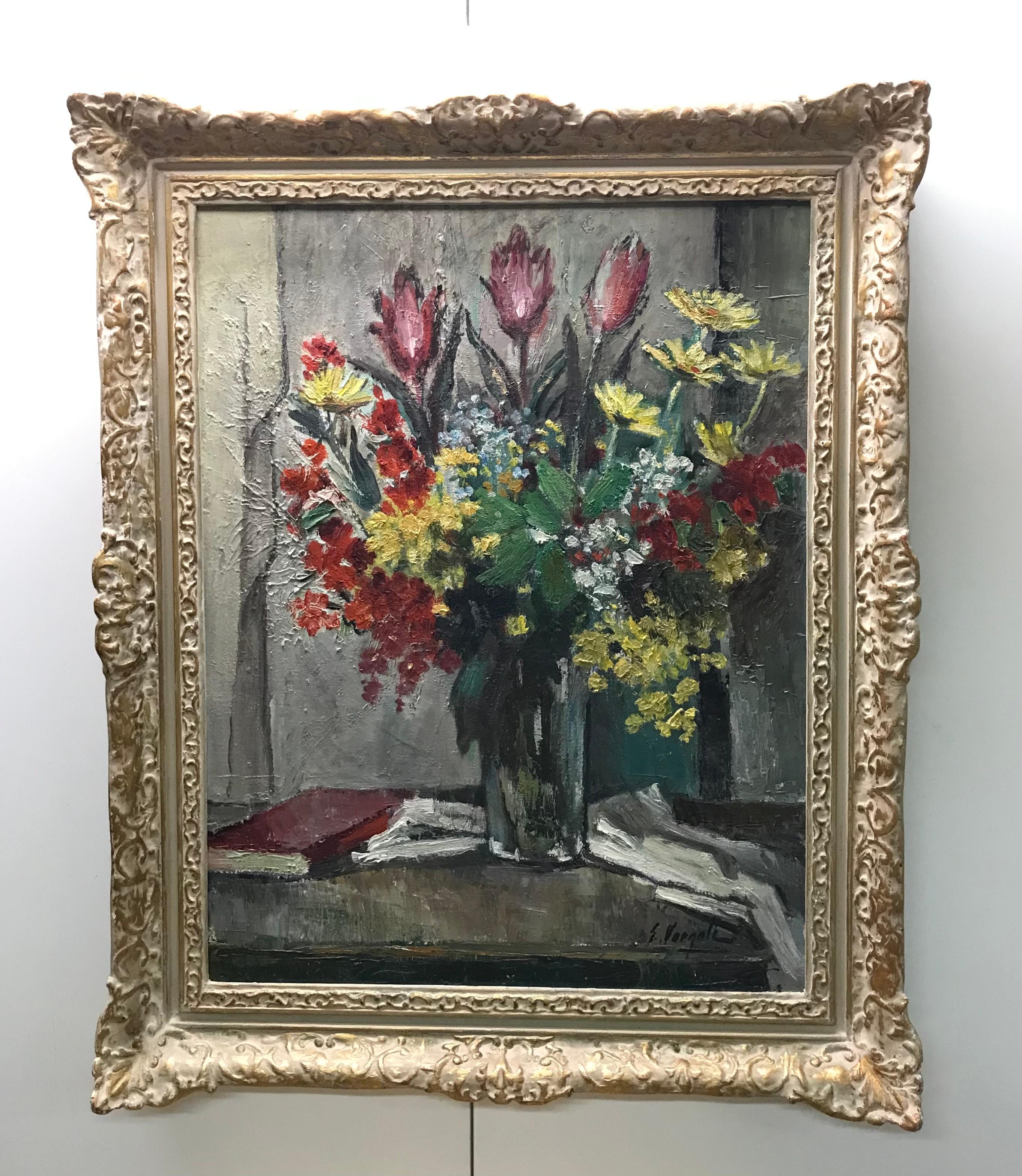 Bouquet-Printanier von Ernest Voegeli – Öl auf Leinwand 51x66 cm im Angebot 1