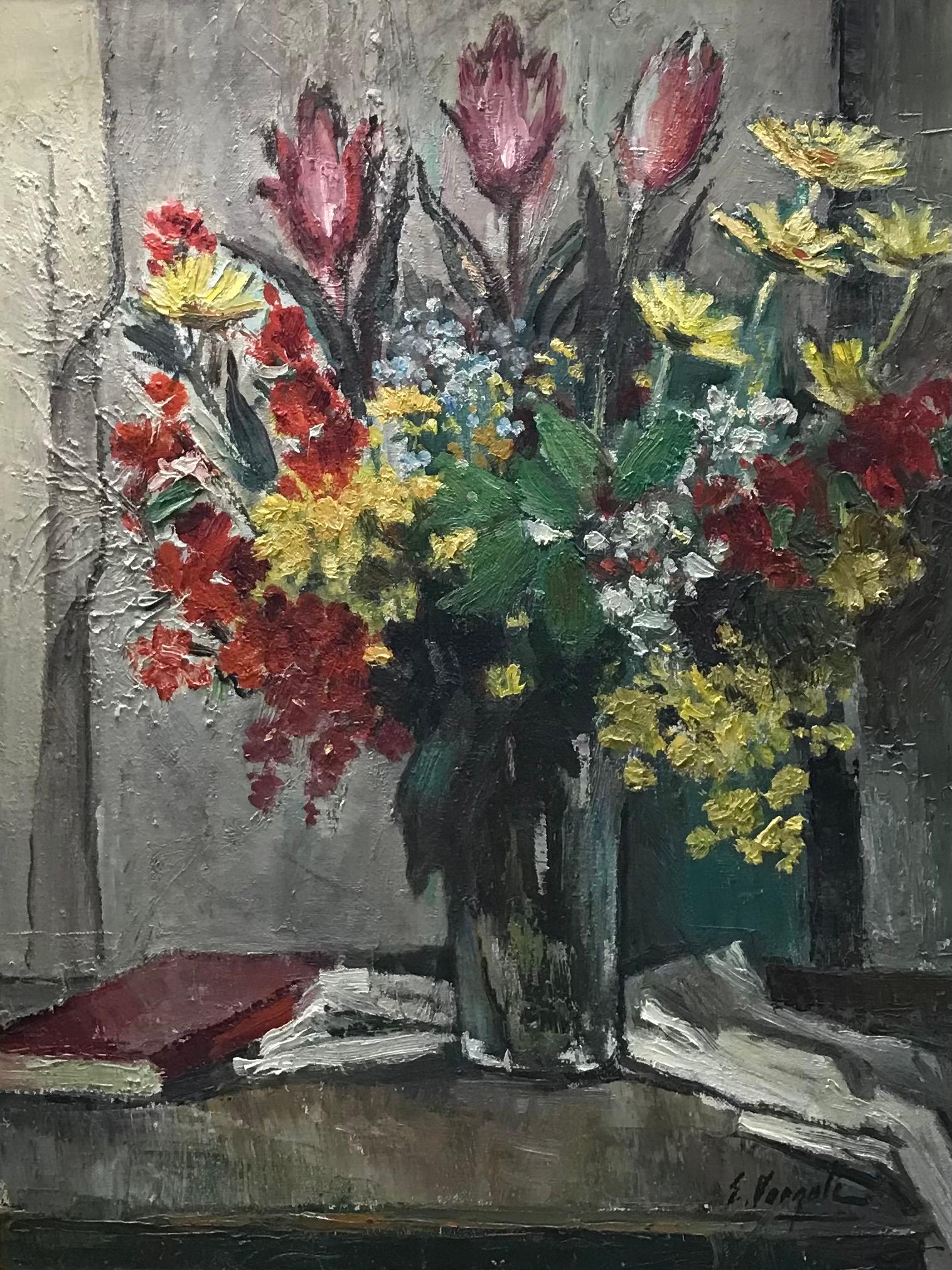 Bouquet printanier by Ernest Voegeli - Oil on canvas 51x66 cm