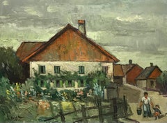 Family house by Ernest Voegeli - Oil on canvas 46x61 cm