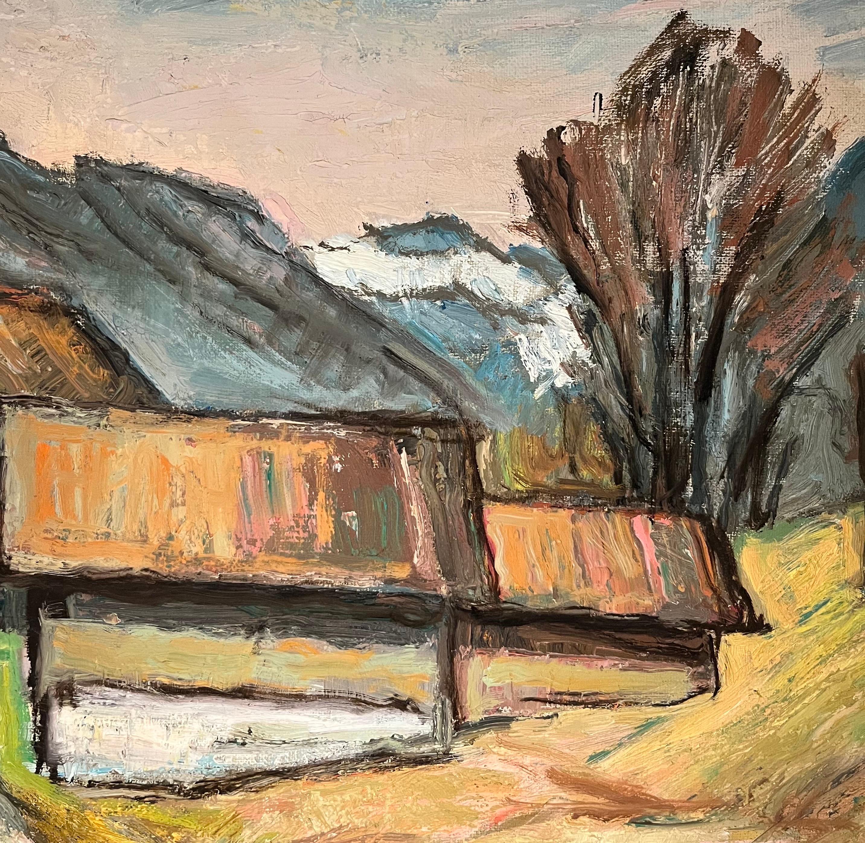 Föhn Wind Weather by Ernest Voegeli - Oil on Canvas 38x55 cm For Sale 2