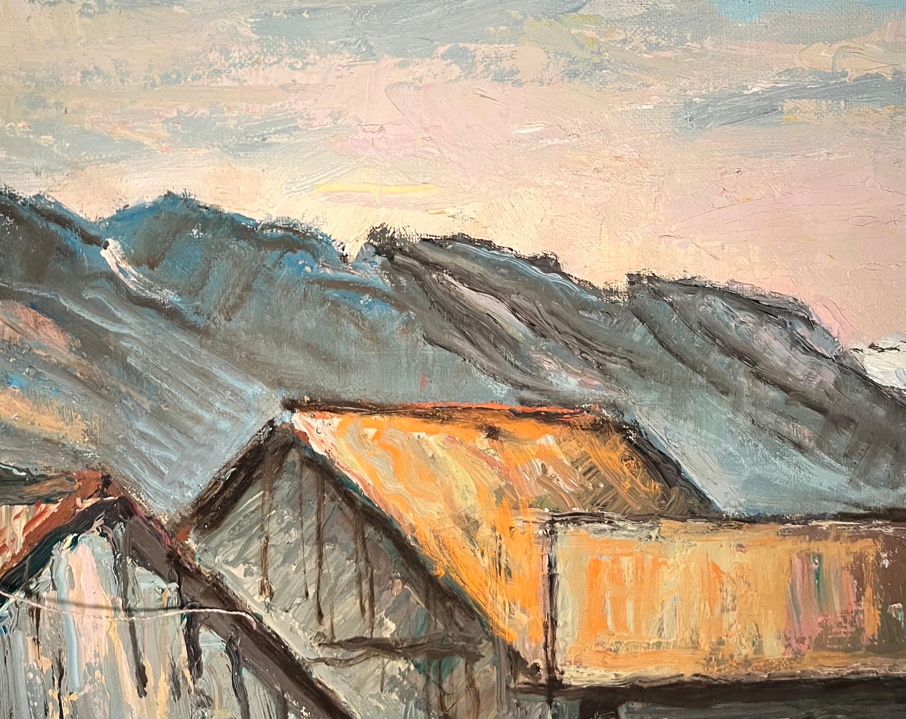 Föhn Wind Weather by Ernest Voegeli - Oil on Canvas 38x55 cm For Sale 3