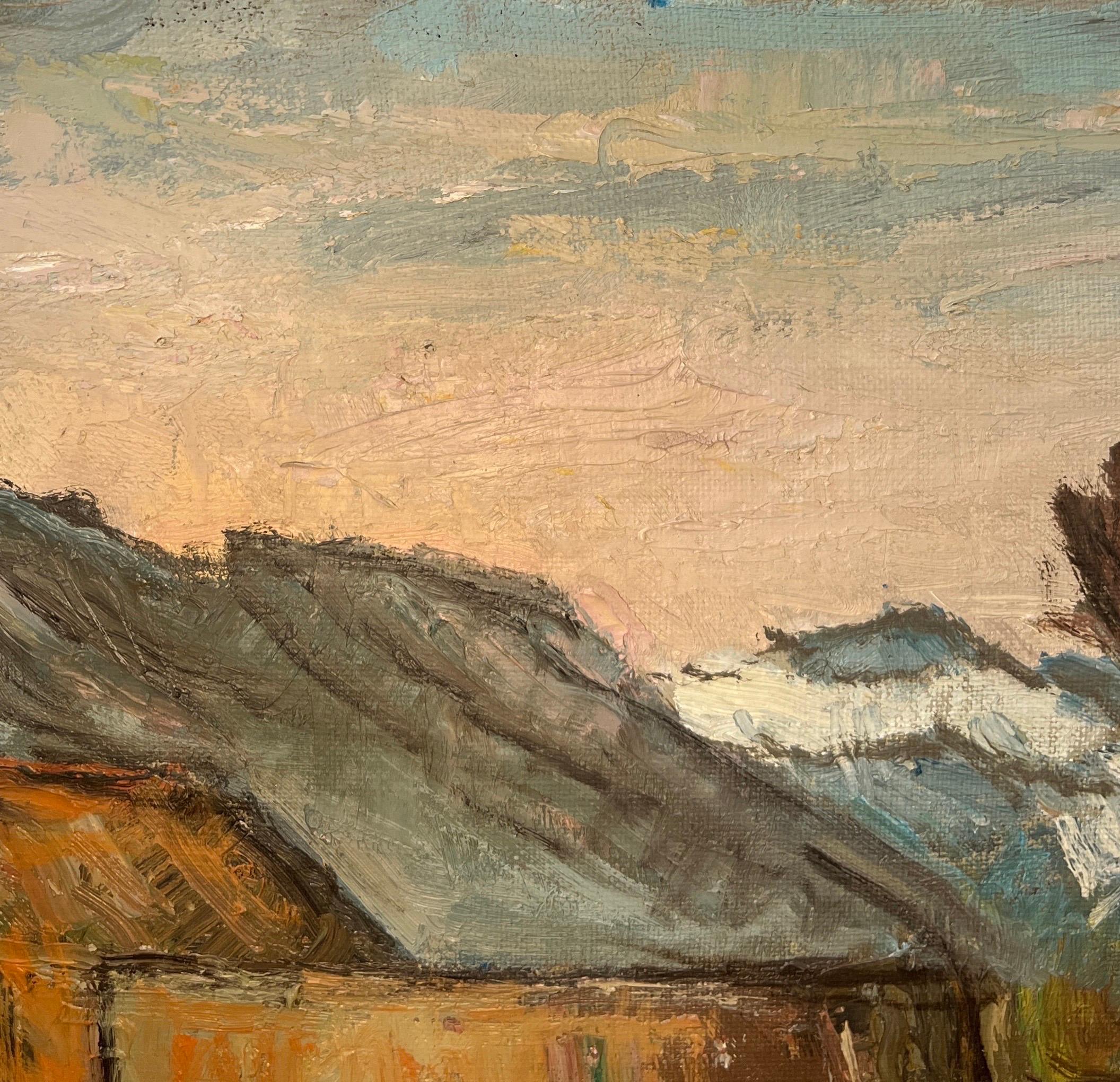 Föhn Wind Weather by Ernest Voegeli - Oil on Canvas 38x55 cm For Sale 6