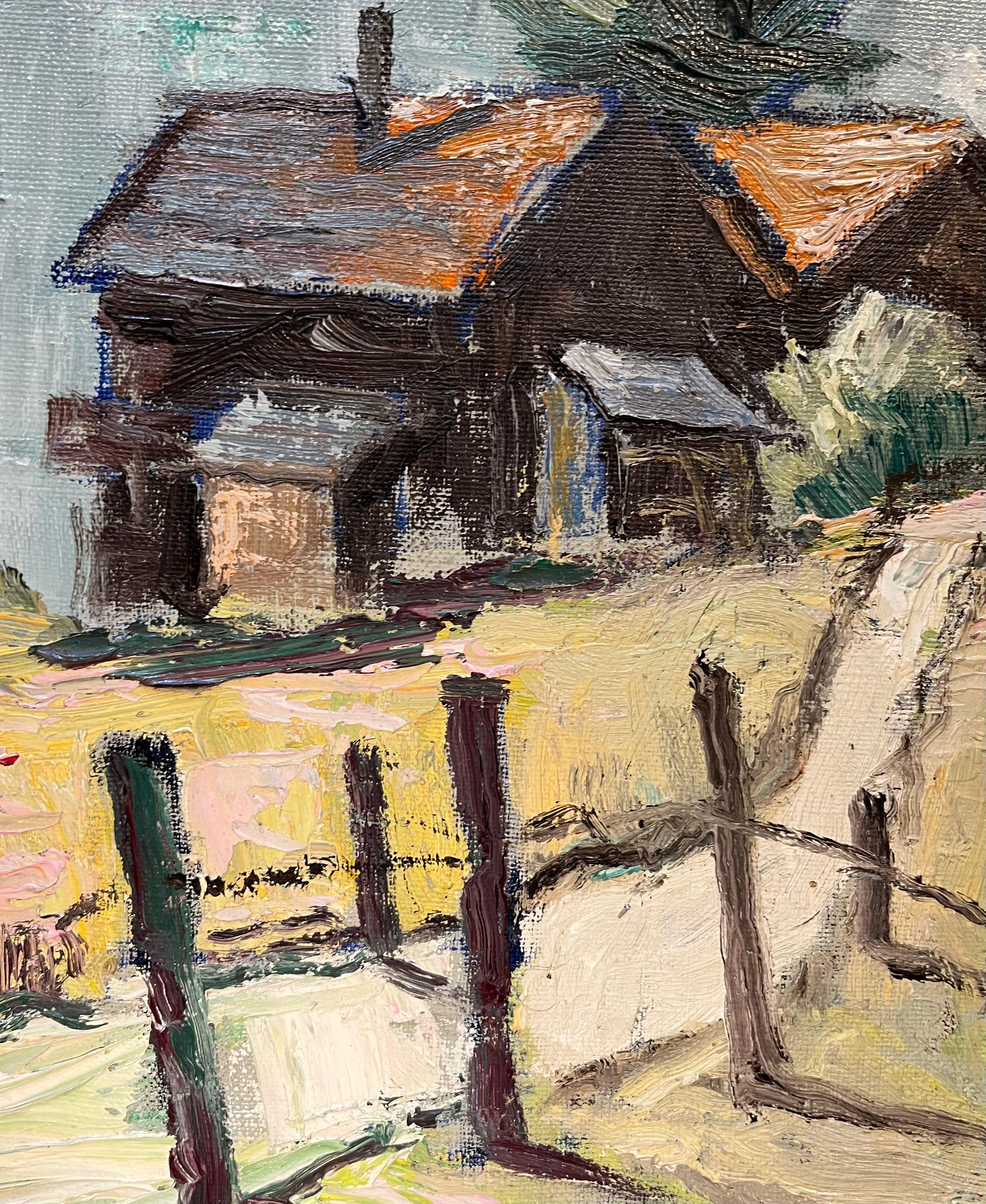 Campos de heno en Adelboden, Berna de Ernest Voegeli - Óleo sobre lienzo 46x61 cm en venta 3