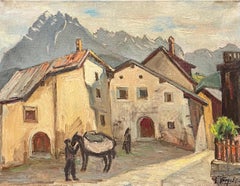 Old Corner in Schuls von Ernest Voegeli – Öl auf Leinwand 46x60 cm