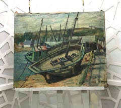 Pequeño puerto de Ernest Voegeli - Óleo sobre lienzo 51x62 cm