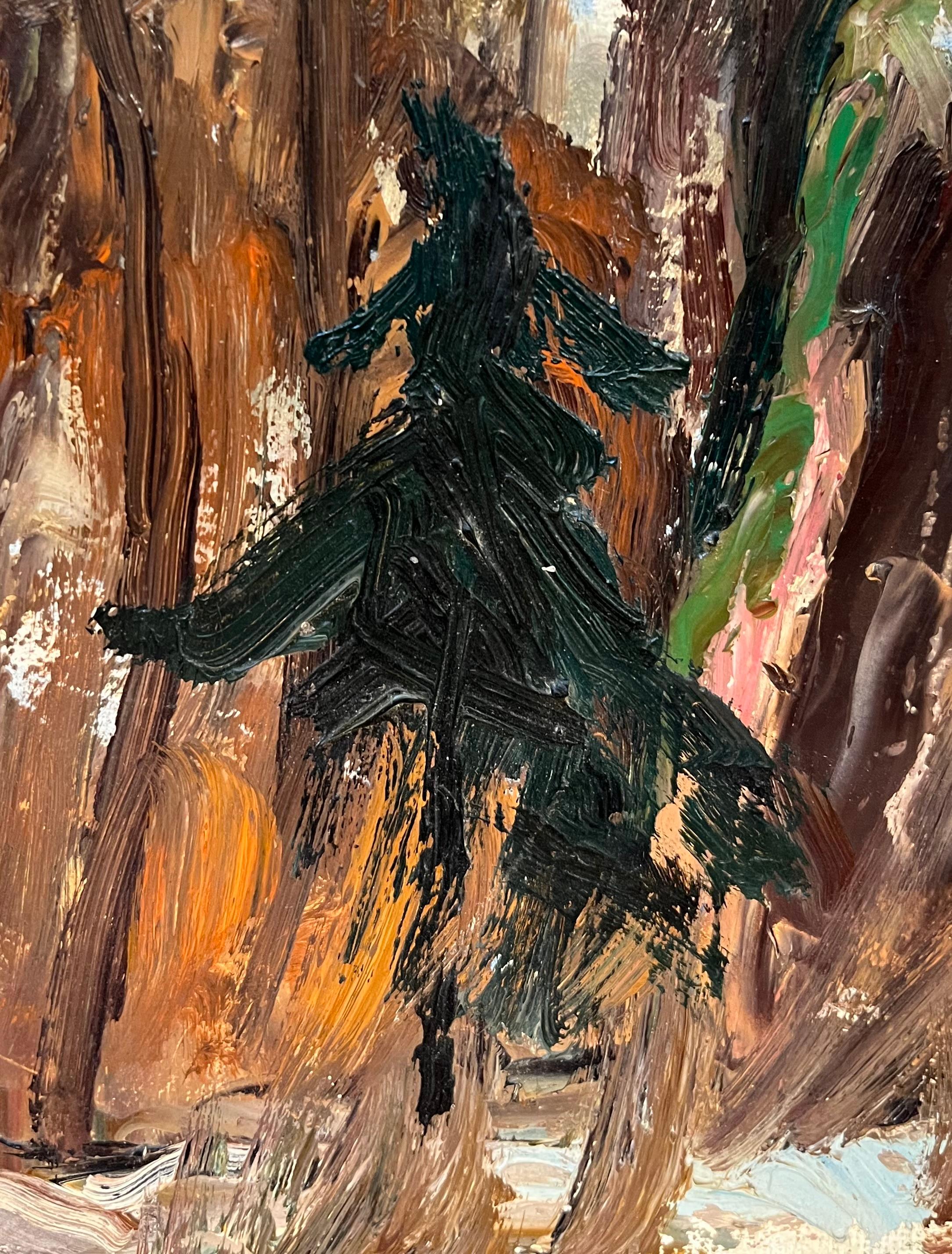 Schneegedecktes Unterholz von Ernest Voegeli - Öl auf Leinwand 46x55 cm im Angebot 6