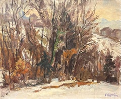 Snow-Covered Underwood by Ernest Voegeli - Oil on Canvas 46x55 cm