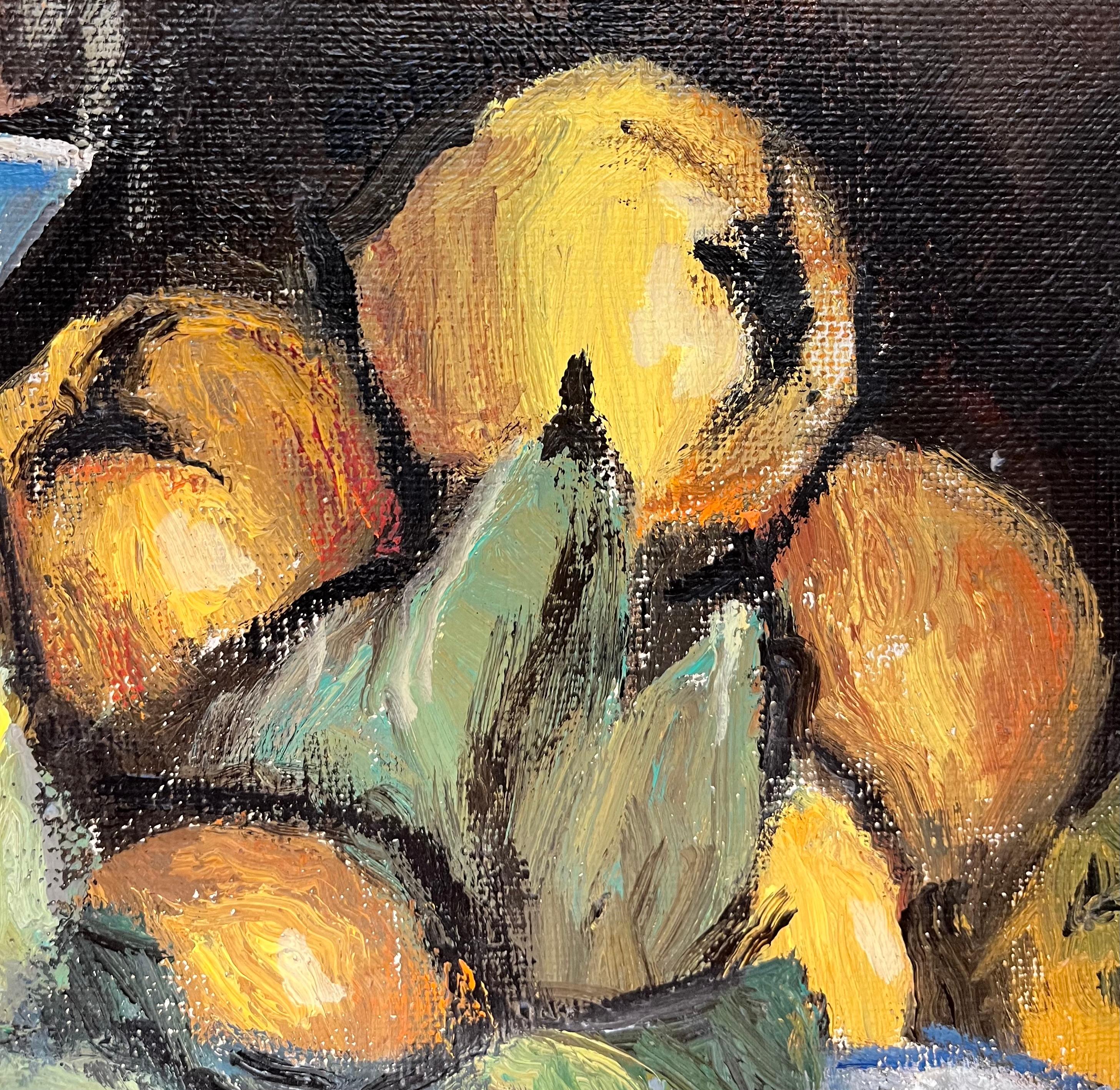 Bodegón con membrillos de Ernest Voegeli - Óleo sobre lienzo 46x61 cm en venta 4