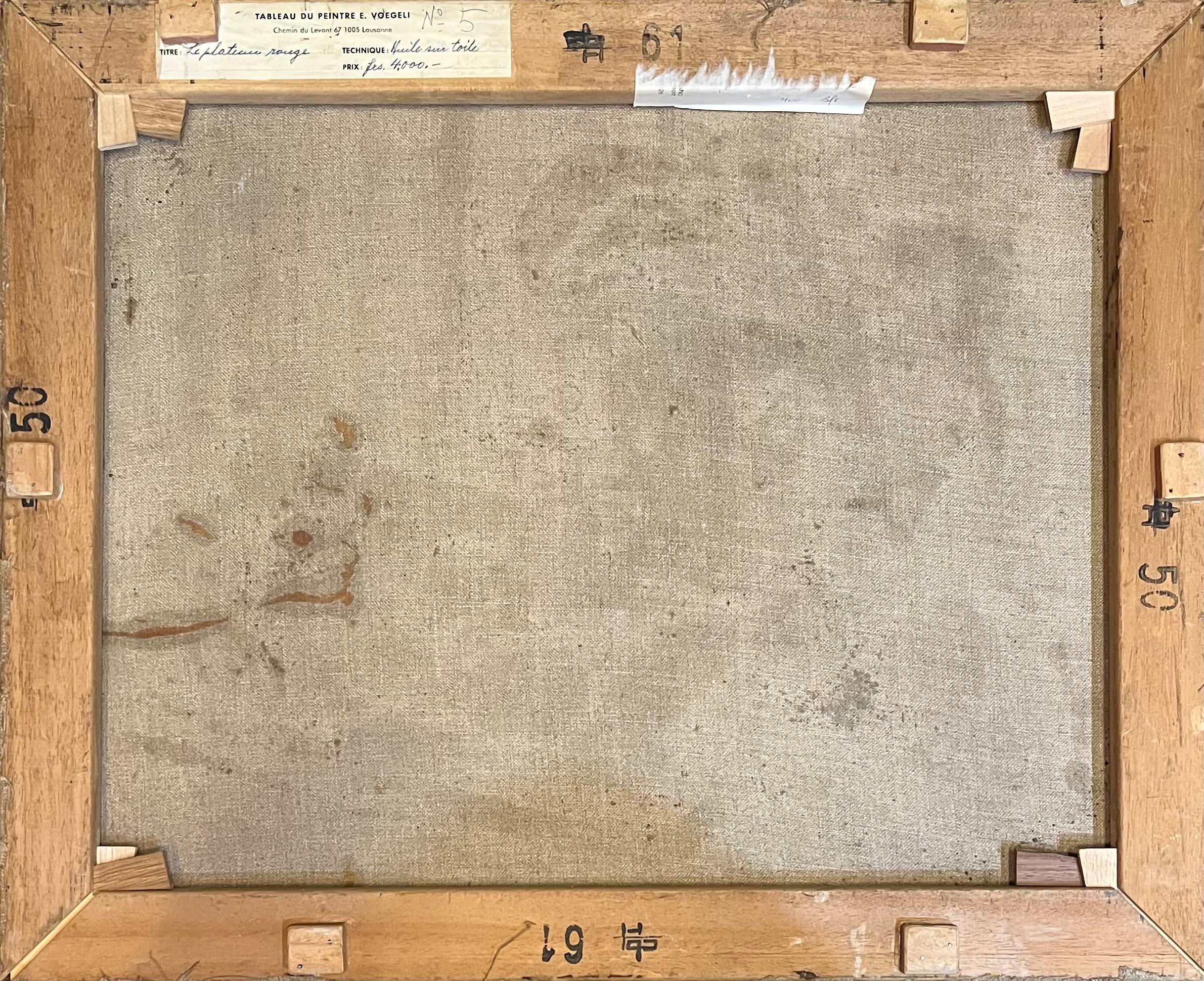 L'altopiano rosso di Ernest Voegeli - Olio su tela 50x61 cm in vendita 9
