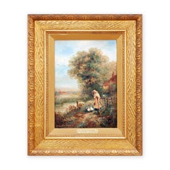 "Bringing in the Geese" Naturalistic Pastoral Cottage Landscape Painting
