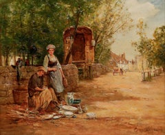Ernest Charles Walbourn - Early 20th Century Oil, Street Sellers