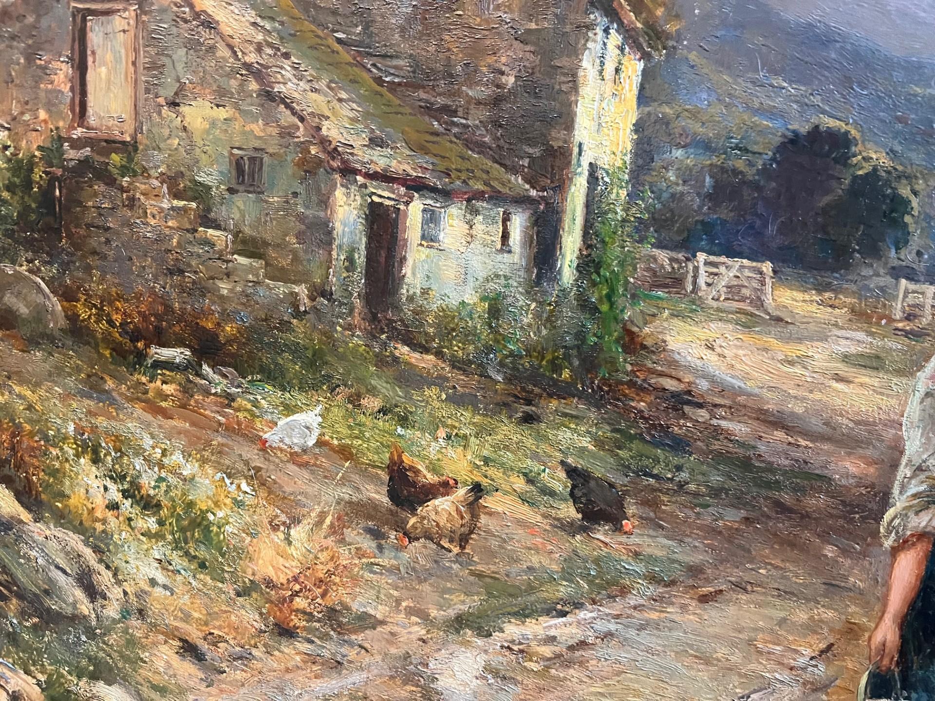 Victorian Landscape of Village, rural scene with young lady feeding the ducks, Large and impressive Oil Painting on Canvas, Signed and Framed.  Housed in it's original gilt frame and previously exhibited at the Royal Academy.  Certainly this has to