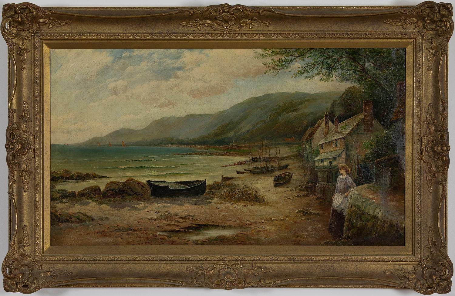 Waiting for the Boats by ERNEST WALBOURN, RBA - 19th century landscape painting - Painting by Ernest Walbourn
