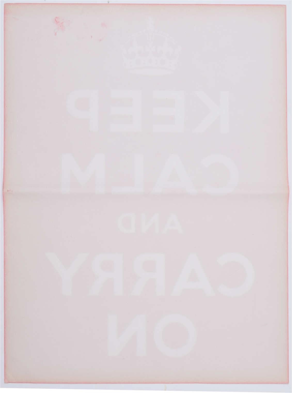 1939 Original Keep Calm and Carry On Poster (medium size) - Print by Ernest Wallcousins