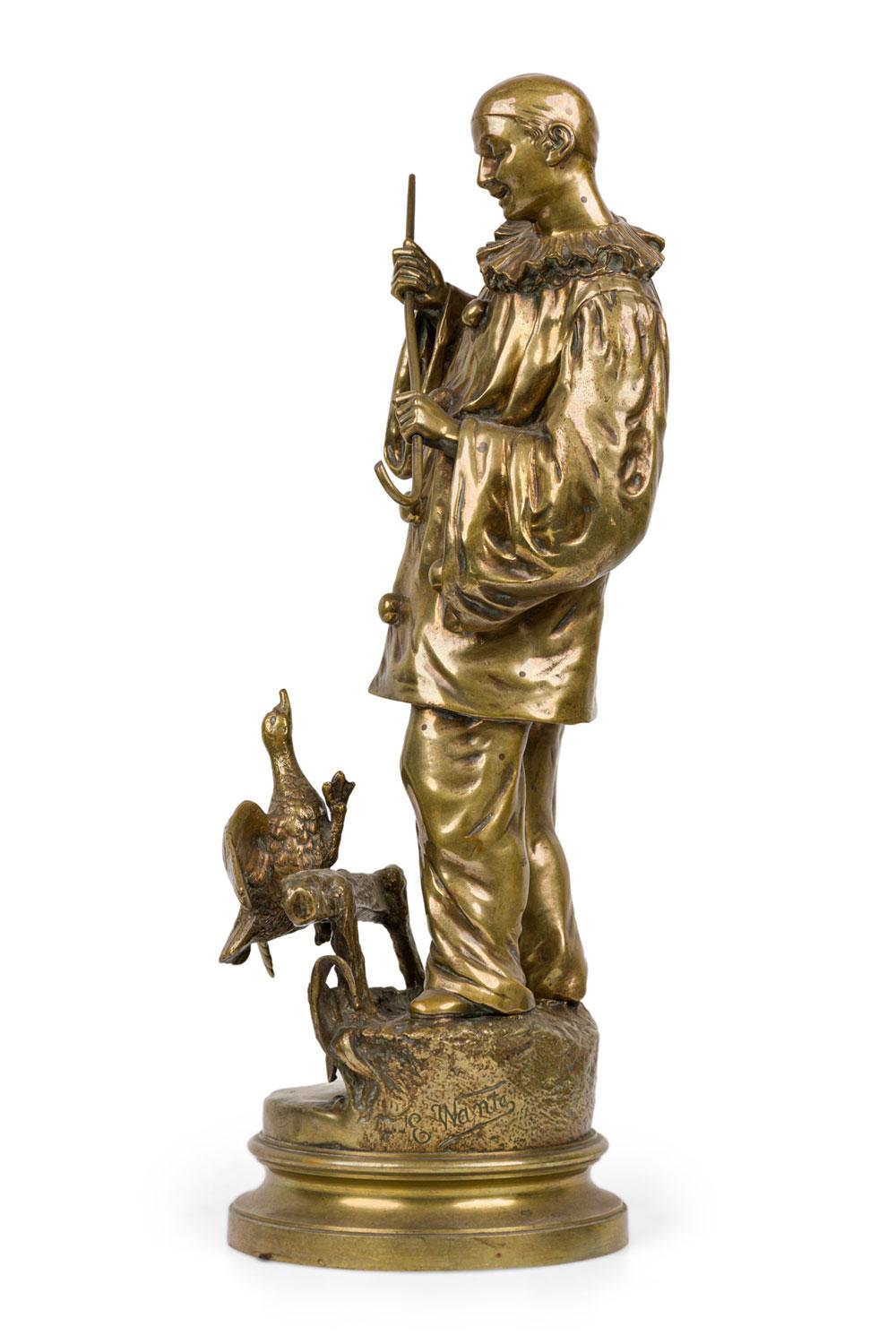 Vittoriano Ernest Wante Bronze Pierot and a Duck in vendita