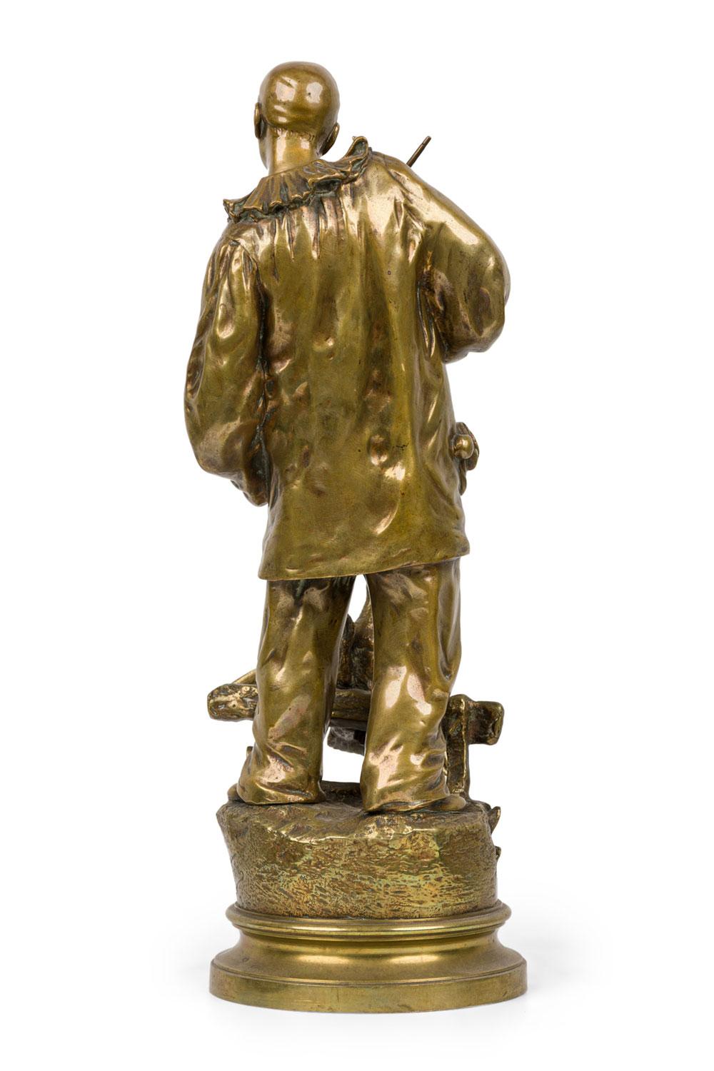 Sconosciuto Ernest Wante Bronze Pierot and a Duck in vendita