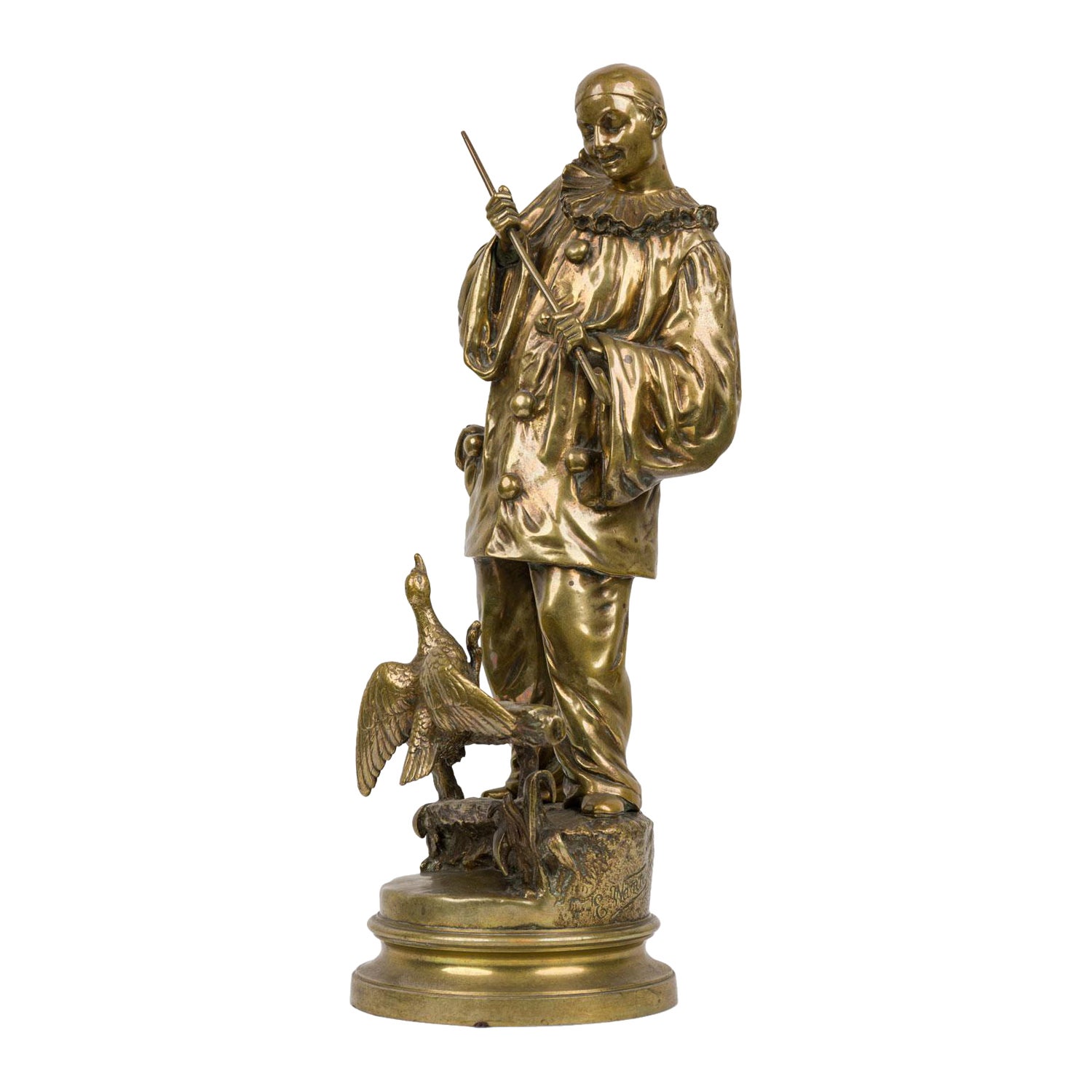 Ernest Wante Bronze Pierot and a Duck in vendita