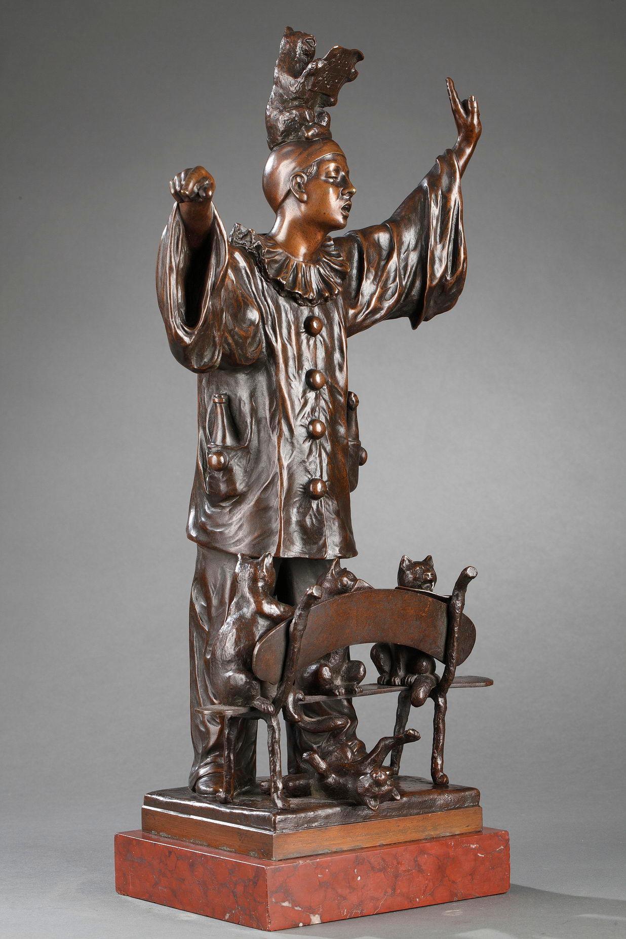 The vocal lesson - Gold Figurative Sculpture by Ernest Wante
