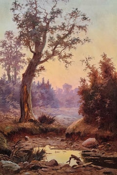 Coolibah Tree by a Billabong at Sunset, Beautiful Australian Landscape