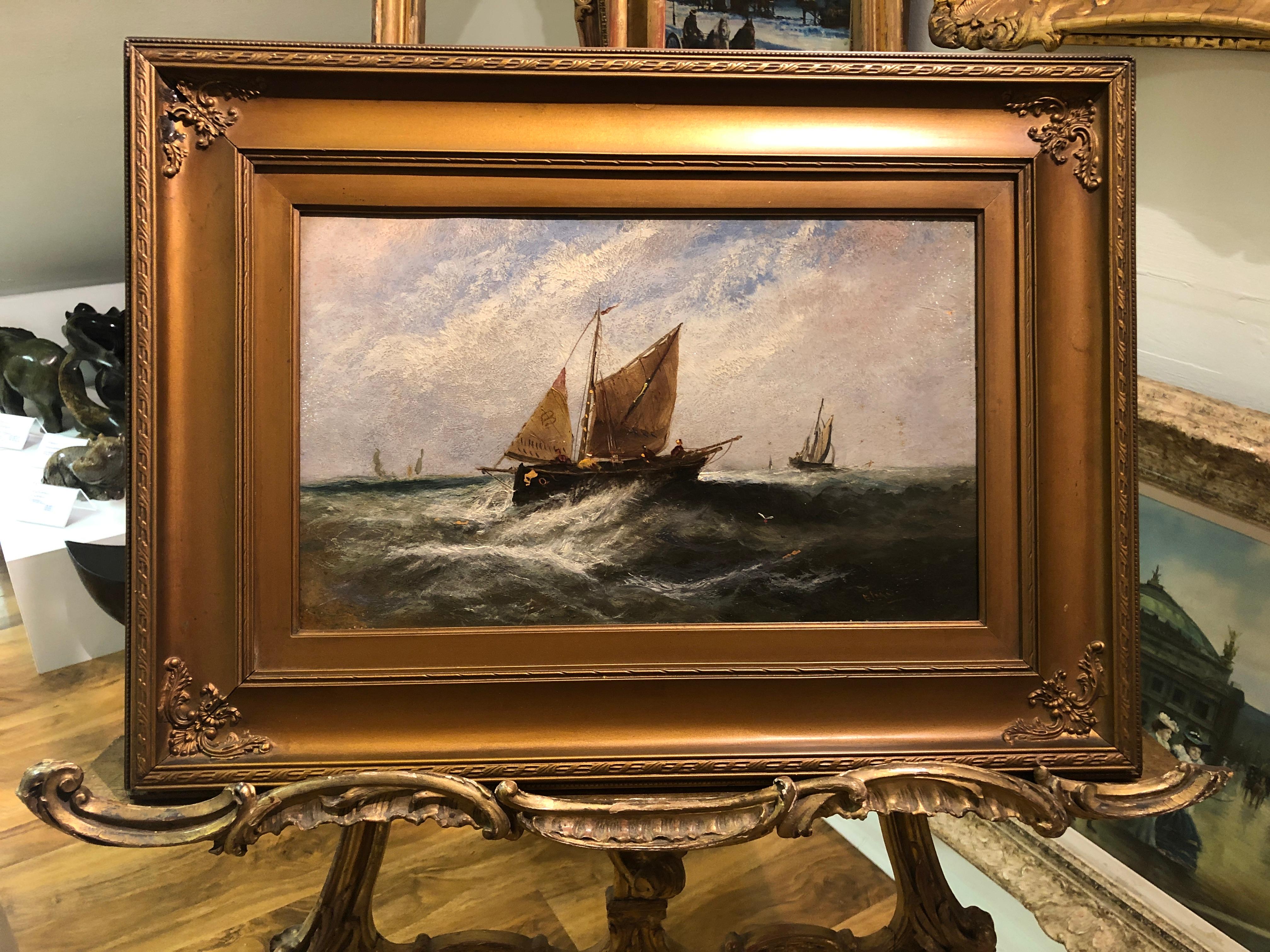 ORIGINAL FINE Antique 19th Century Signed Ernest William Lara Oil Painting GGF 7