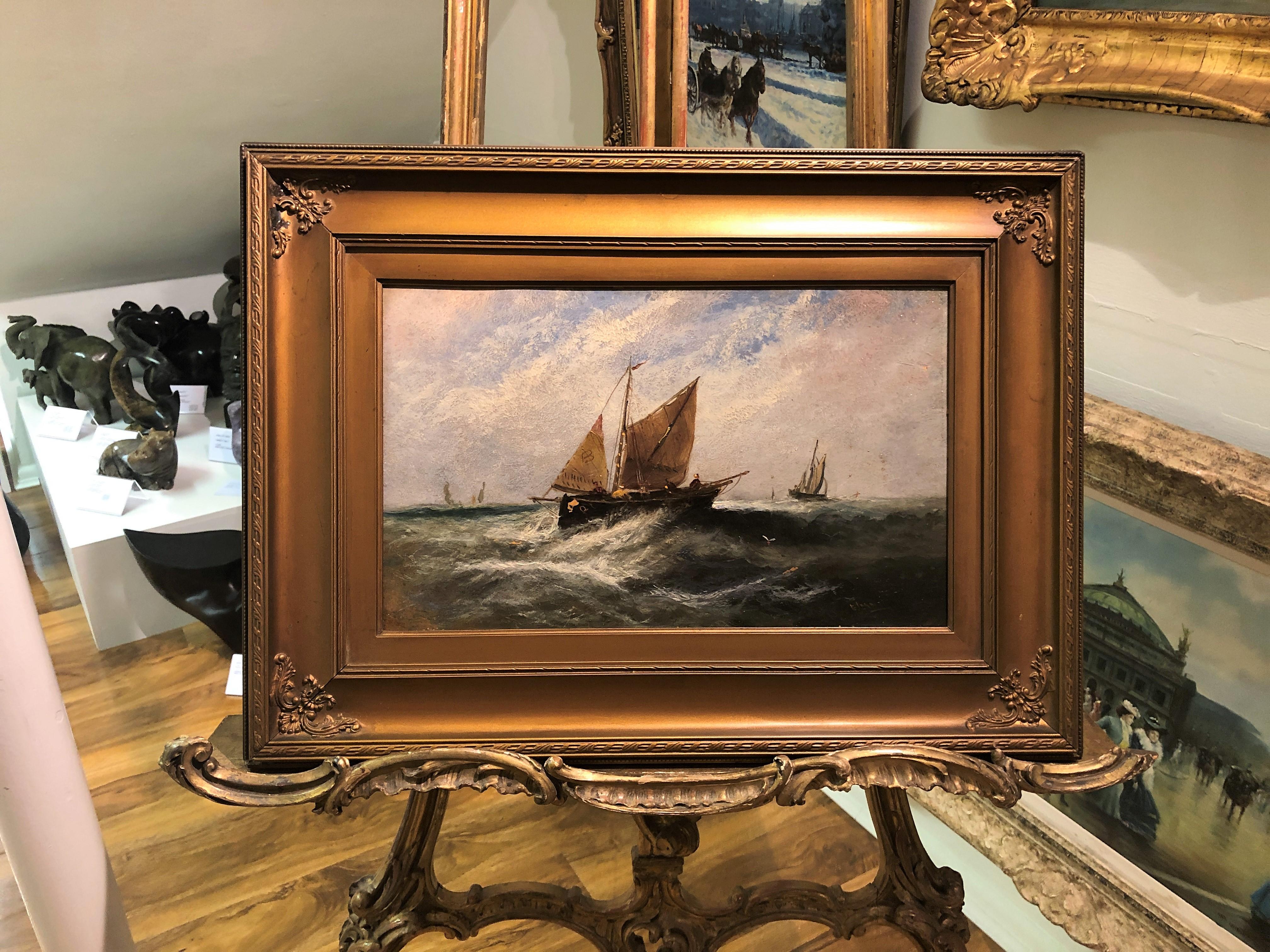 ORIGINAL FINE Antique 19th Century Signed Ernest William Lara Oil Painting GGF 12