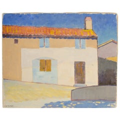 Antique Ernest Yarrow-Jones (British, b. 1872 - d. 1951) "Sunkissed Barn" painting.