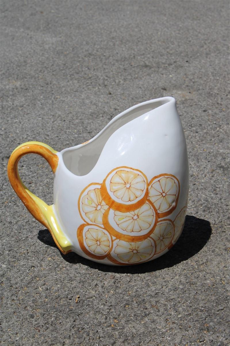 Ernestine Italian ceramic jug in Majolica 1960 with oranges.