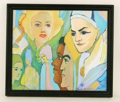 Surreal  Modern Female Acrylic Faces of Women Figurative Painting 1970