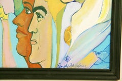 Pittura moderna femminile acrilica Volti di donne figurative 1970