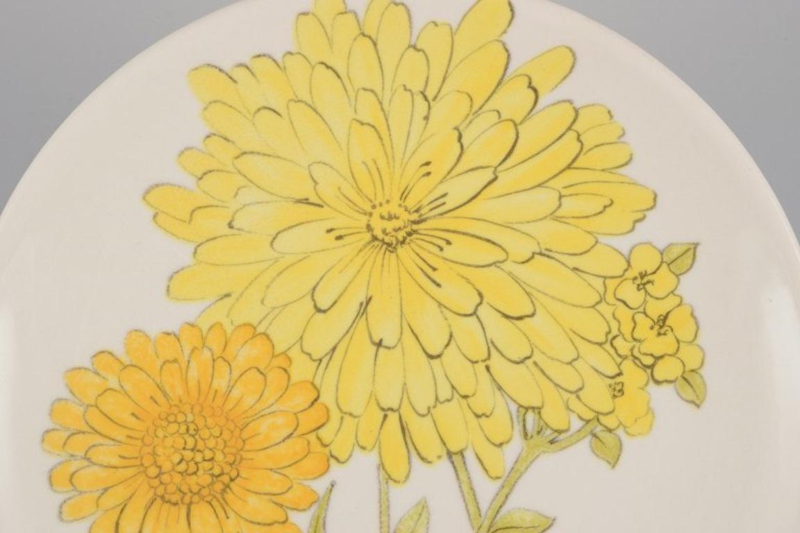 Italian Ernestine Salerno, Italy. Five ceramic plates with flowers. For Sale