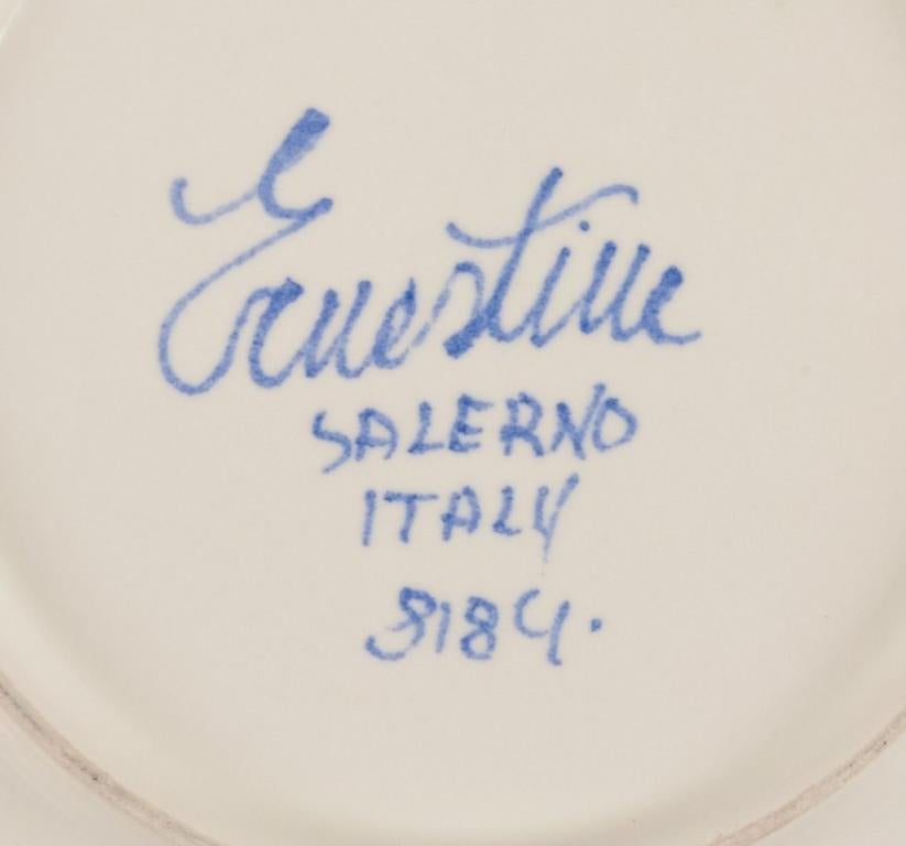 Late 20th Century Ernestine Salerno, Italy. Set of five ceramic plates with sunflowers. For Sale