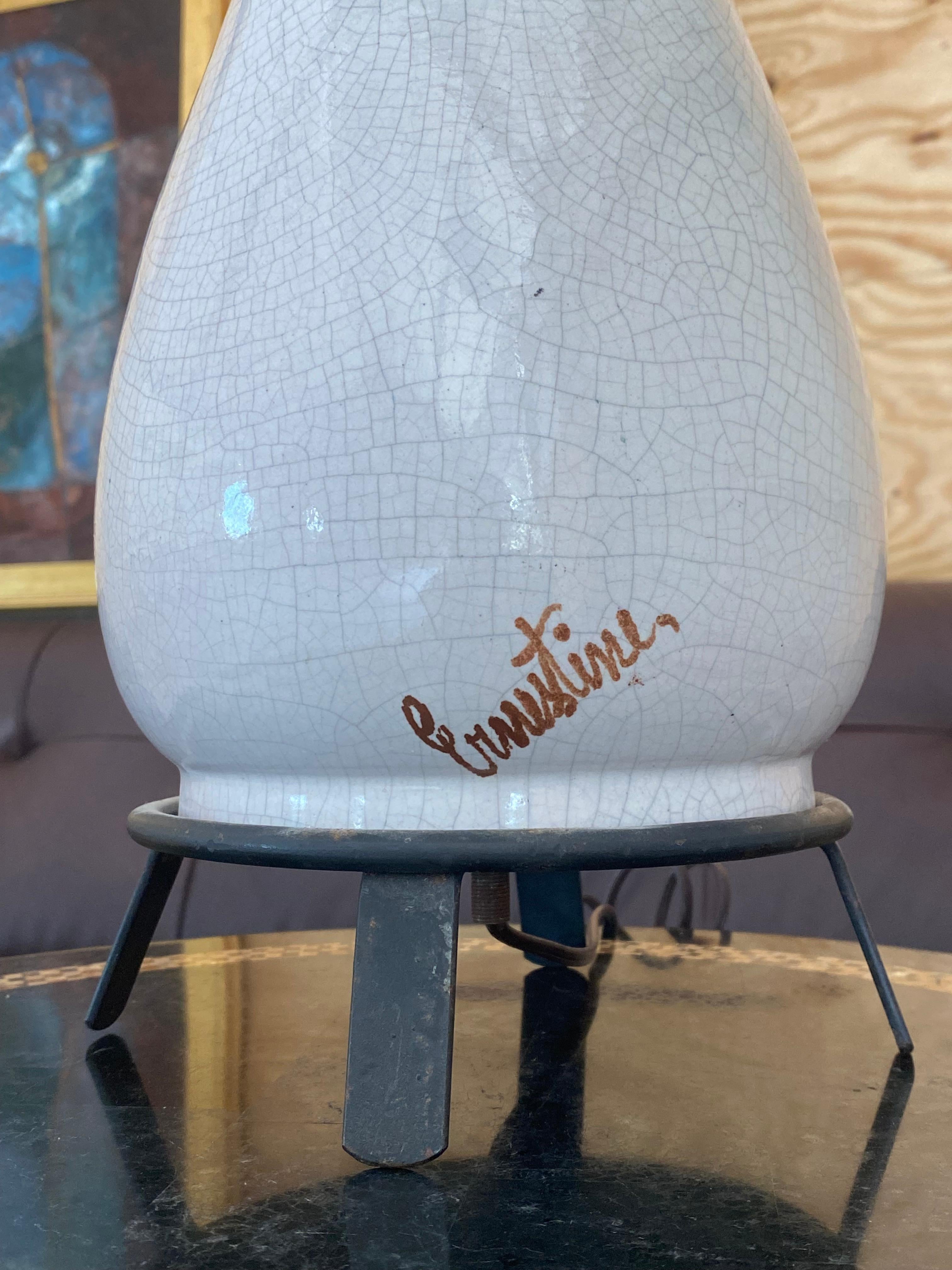 Ernestine Signed Lamp on Iron Base en vente 2