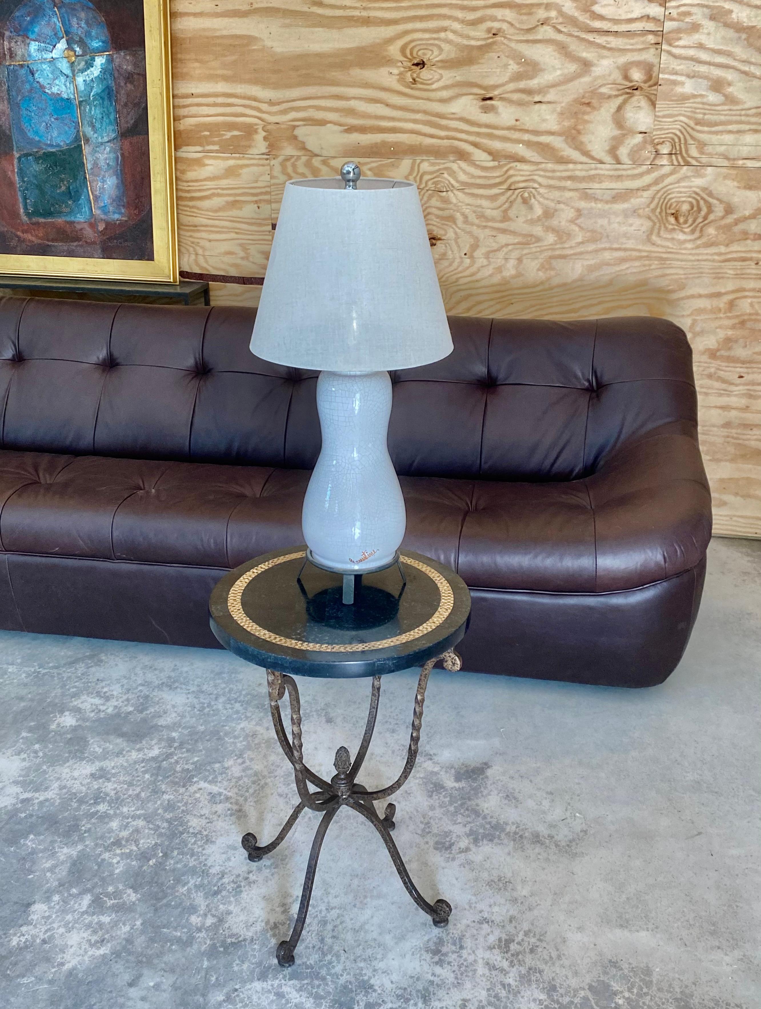 Fait main Ernestine Signed Lamp on Iron Base en vente