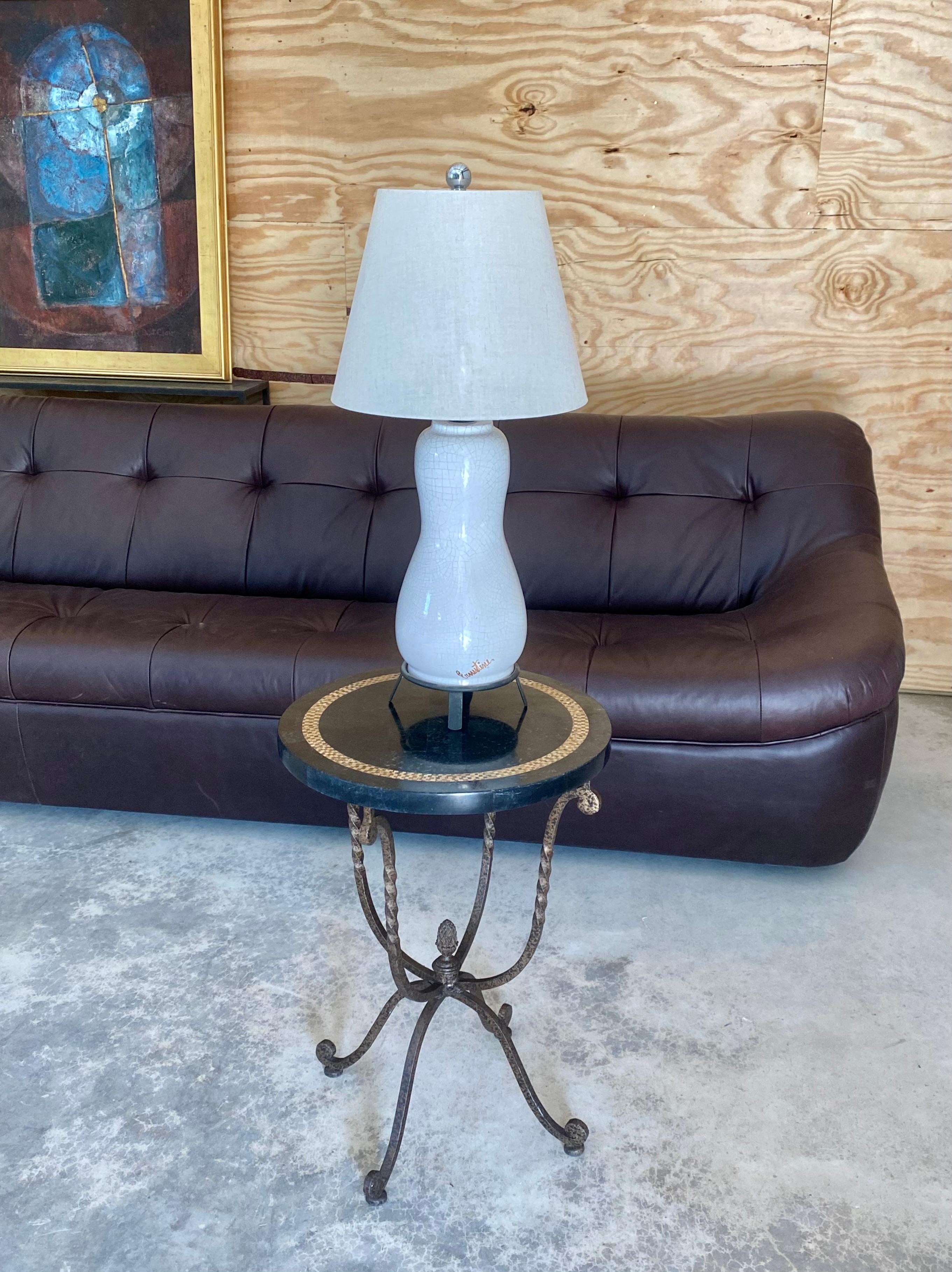 20ième siècle Ernestine Signed Lamp on Iron Base en vente