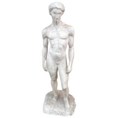 Ernestine Sirine-Real "Romantique Art Deco Plaster Sculpture of a Man