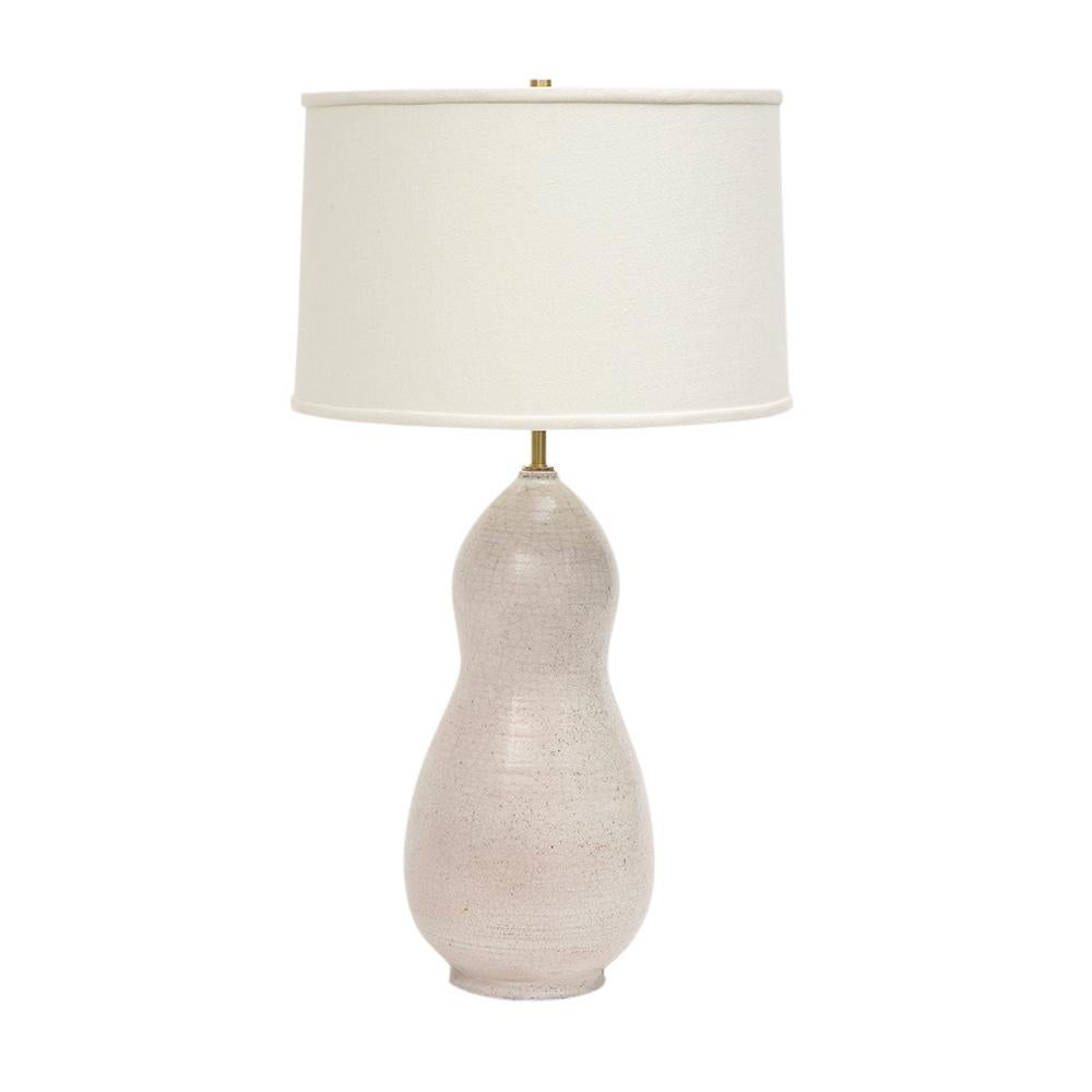 Glazed Ernestine Table Lamp, Ceramic, White, Signed