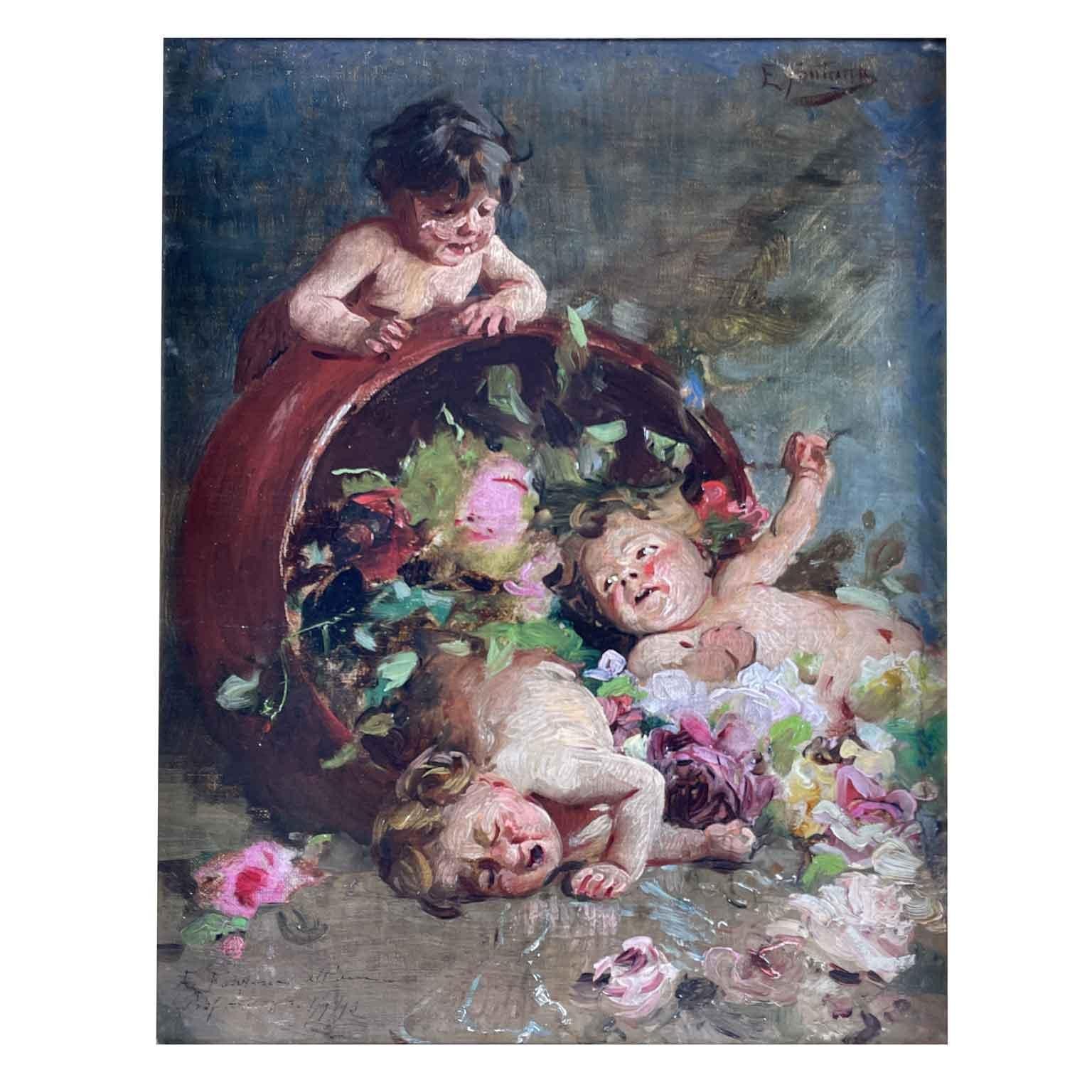 Children Playing Ernesto Fontana 1893 Between the Two Litigants The Third enjoys For Sale 1
