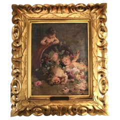 Ernesto Fontana 1893 Dipinto Con Amorini Tra i Due Litiganti Il Terzo Gode