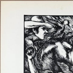 « Notre temps », 1977, linogravure originale signée, édition limitée 24 x 18 pouces, art cubain latin