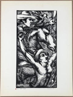 "Il nostro tempo", 1977 linoleografia originale firmata in edizione limitata 24x18in arte latina cubana