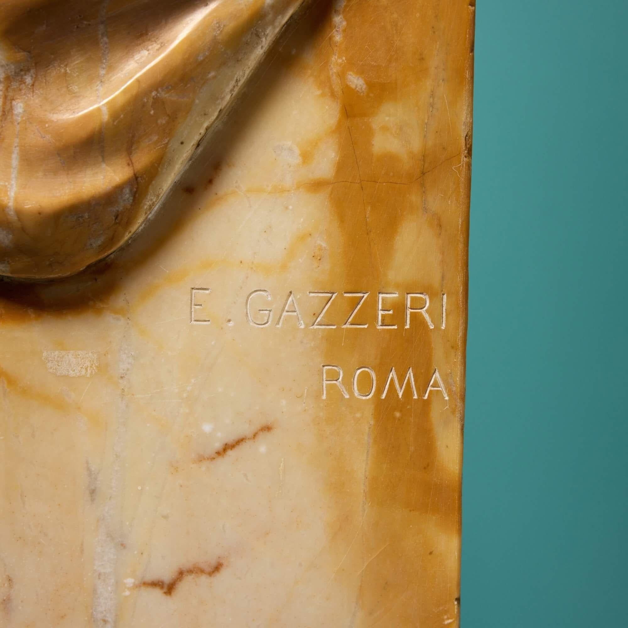 20ième siècle Ernesto Gazzeri (B.1866) Statue en marbre italien grandeur nature en vente