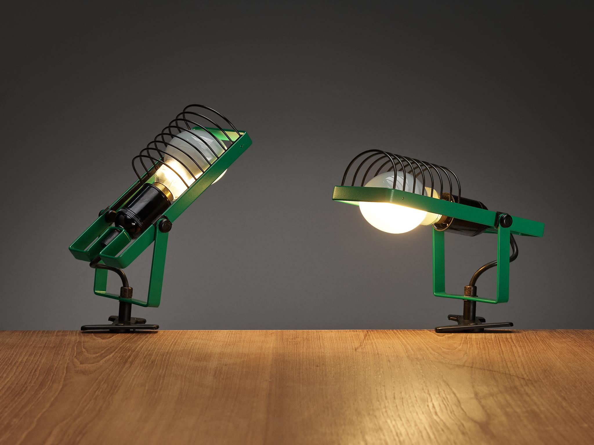 Post-Modern Ernesto Gismondi for Artemide First Edition 'Sintesi' Green Clamp Light  For Sale