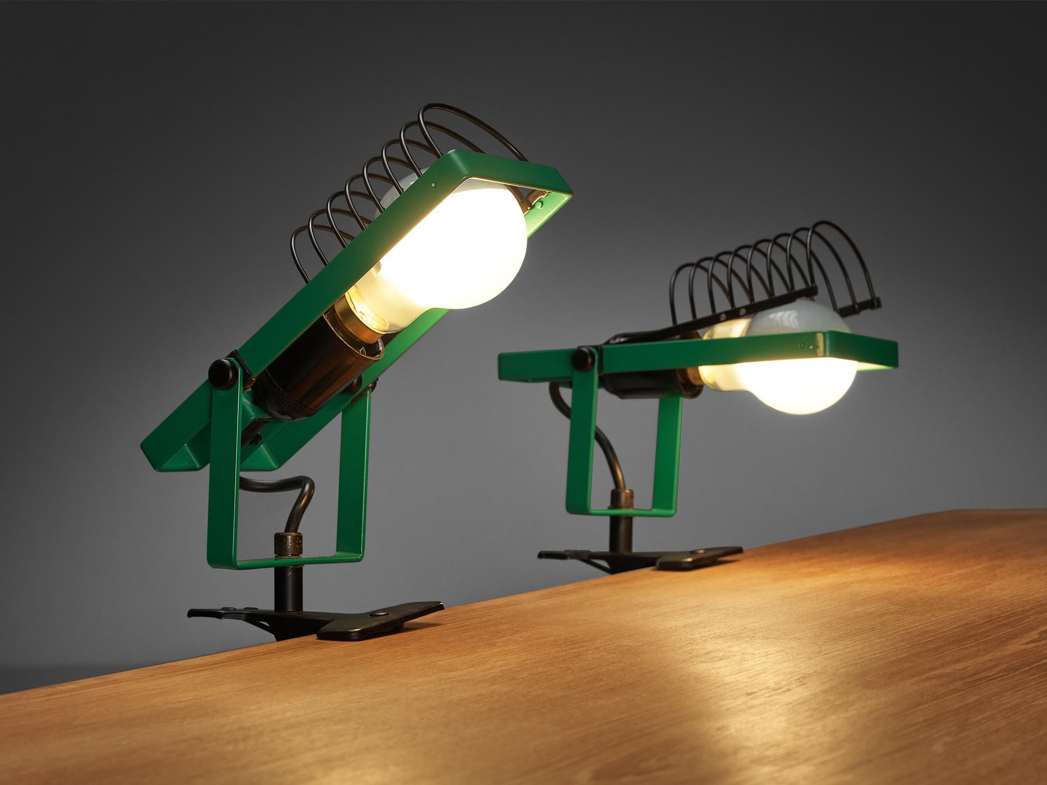 Late 20th Century Ernesto Gismondi for Artemide First Edition 'Sintesi' Green Clamp Light  For Sale